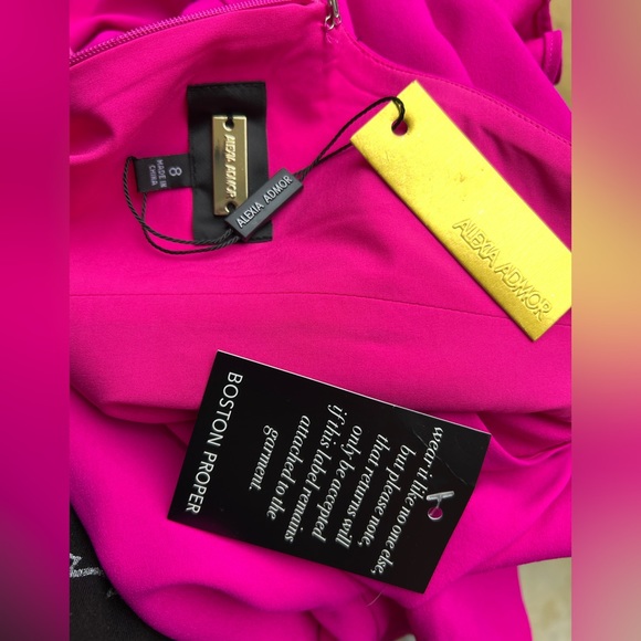 Fuchsia Alexa Admor Cold-Shoulder V-Neck Flare Dress - Picture 3 of 3